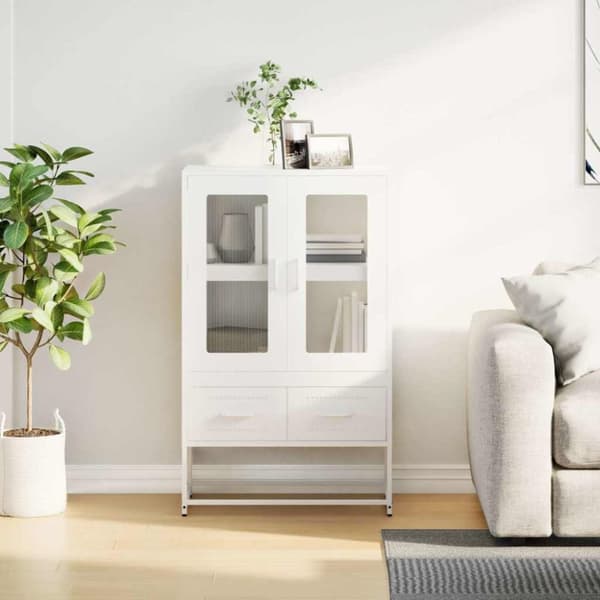 vidaXL Highboard hvit 68x39x111,5 cm stål