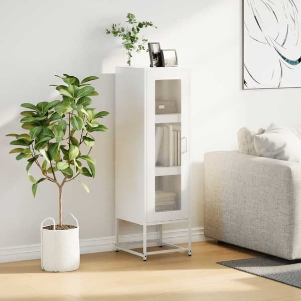 vidaXL Highboard Valkoinen 36x39x123 cm Kylmävalssattu teräs