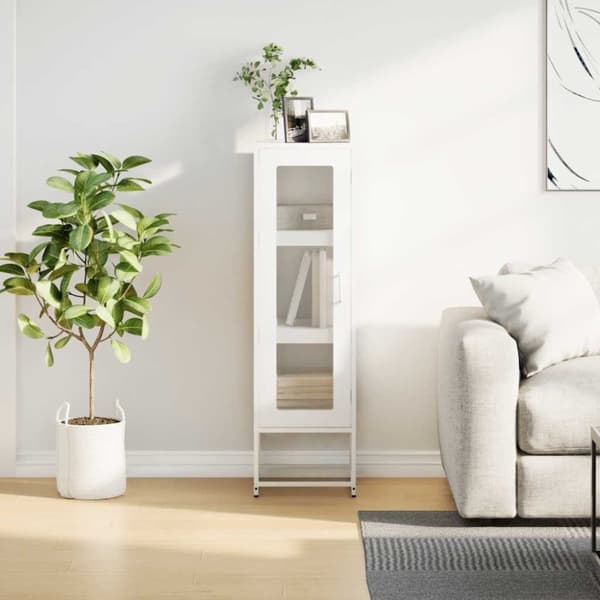 vidaXL Highboard Valkoinen 36x39x123 cm Kylmävalssattu teräs