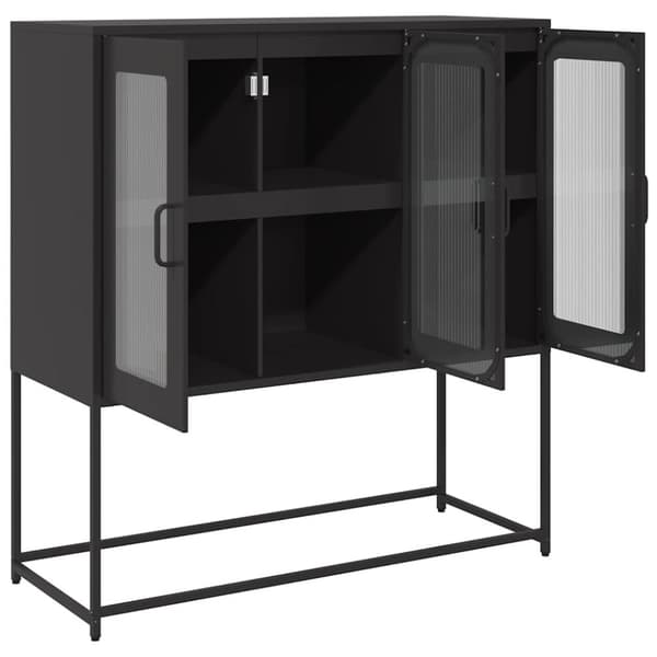 vidaXL skænk 100,5x39x107 cm koldvalset stål sort