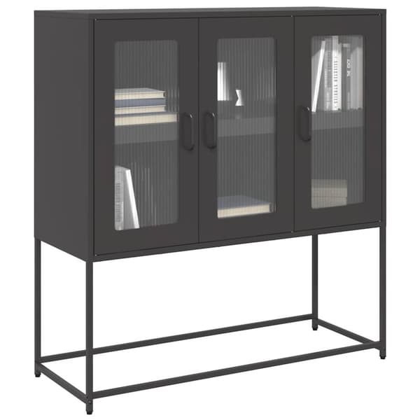 vidaXL skænk 100,5x39x107 cm koldvalset stål sort
