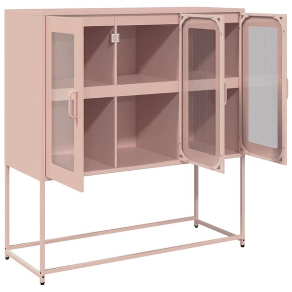 vidaXL skænk 100,5x39x107 cm koldvalset stål lyserød
