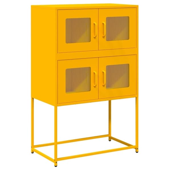 vidaXL Highboard Sinapinkeltainen 68x39x107 cm Teräs