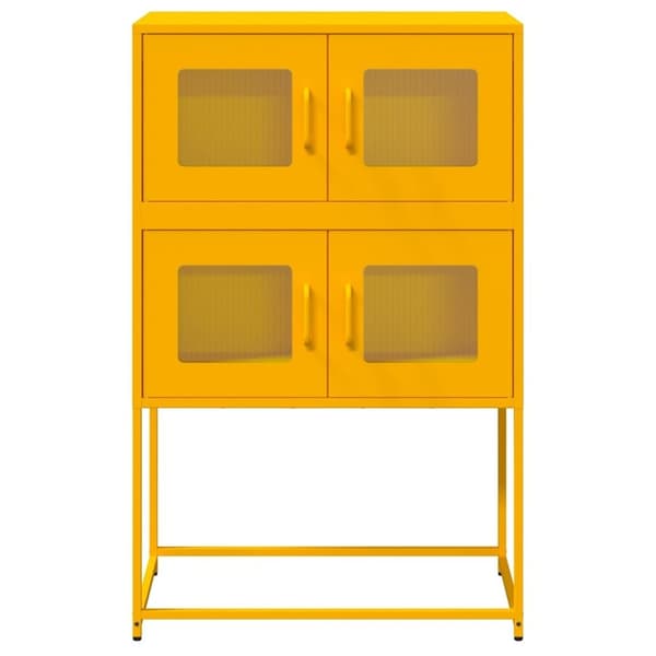 vidaXL Highboard Sinapinkeltainen 68x39x107 cm Teräs