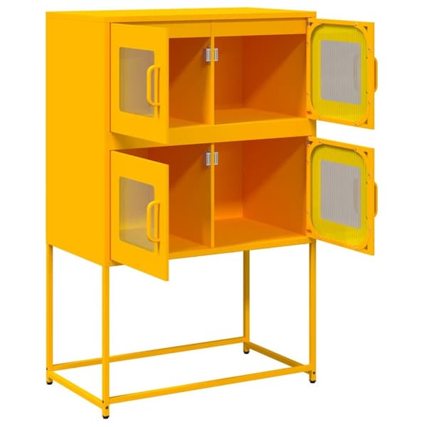 vidaXL Highboard Sinapinkeltainen 68x39x107 cm Teräs