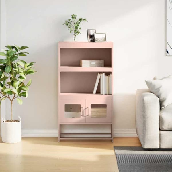 vidaXL højskab 68x39x123 cm stål lyserød