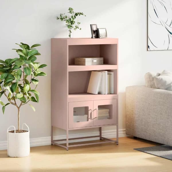 vidaXL højskab 68x39x123 cm stål lyserød