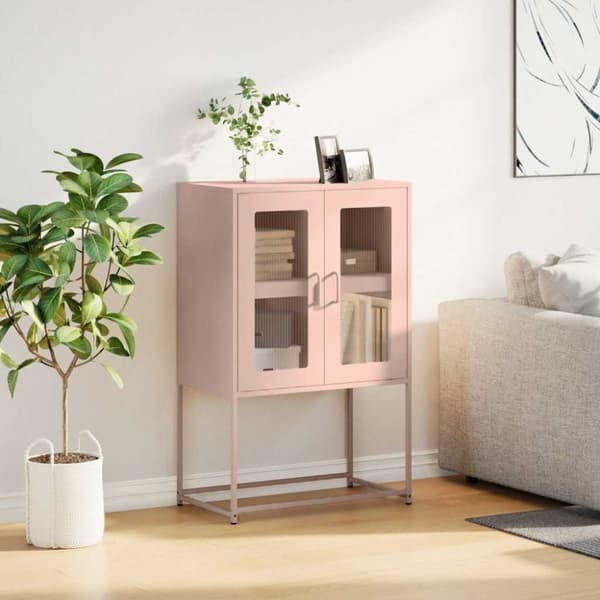 vidaXL højskab 68x39x107 cm stål lyserød