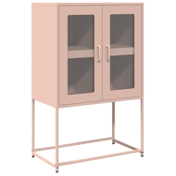 vidaXL højskab 68x39x107 cm stål lyserød