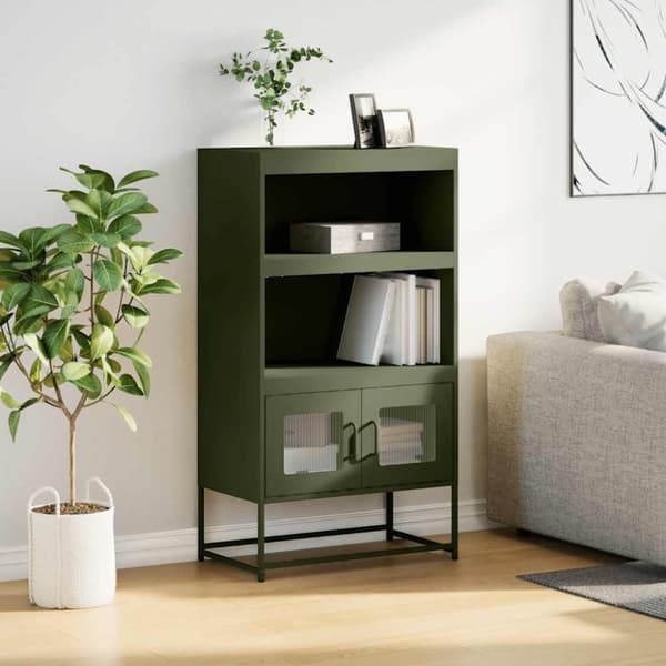 vidaXL højskab 68x39x123 cm stål olivengrøn