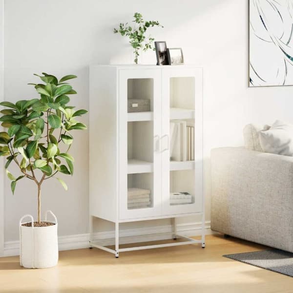 vidaXL højskab 68x39x123 cm stål hvid