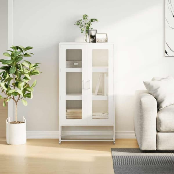 vidaXL højskab 68x39x123 cm stål hvid