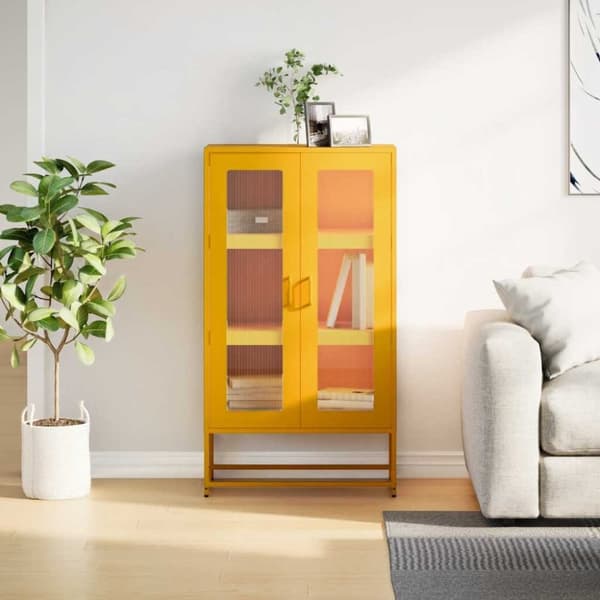 vidaXL højskab 68x39x123 cm stål sennepsgul