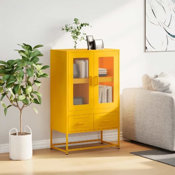 vidaXL højskab 68x39x111,5 cm stål sennepsgul