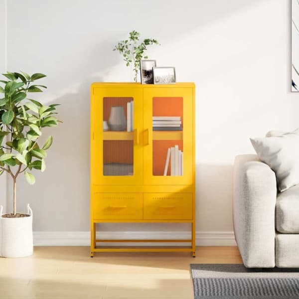 vidaXL højskab 68x39x111,5 cm stål sennepsgul