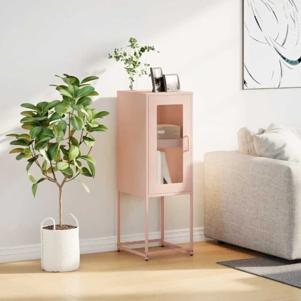vidaXL skab 36x39x107 cm koldvalset stål lyserød