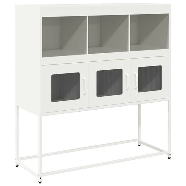 vidaXL Skjenk hvit 100,5x39x107 cm kaldvalset stål