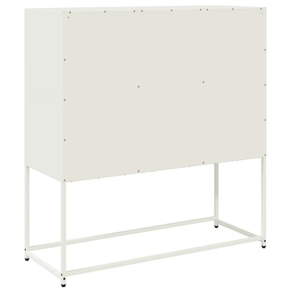 vidaXL Skjenk hvit 100,5x39x107 cm kaldvalset stål