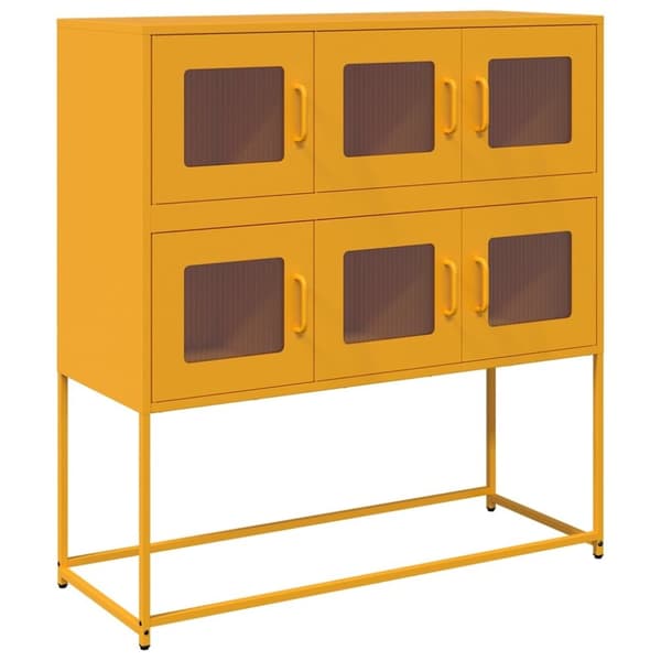 vidaXL Skjenk sennepsgul 100,5x39x107 cm kaldvalset stål