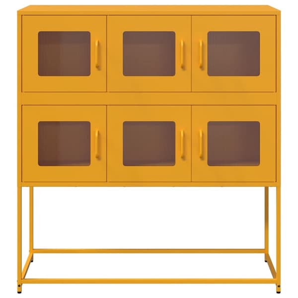 vidaXL Skjenk sennepsgul 100,5x39x107 cm kaldvalset stål