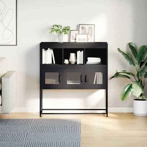 vidaXL skænk 100,5x39x107 cm koldvalset stål sort