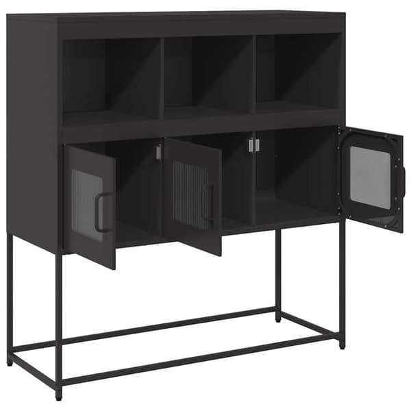 vidaXL skænk 100,5x39x107 cm koldvalset stål sort