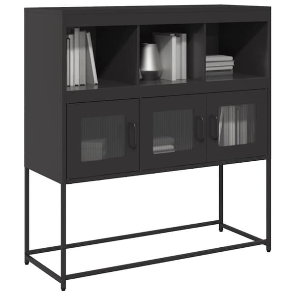 vidaXL skænk 100,5x39x107 cm koldvalset stål sort