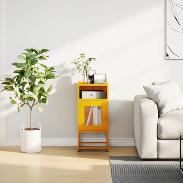 vidaXL sengebord 36x39x78 cm koldvalset stål sennepsgul