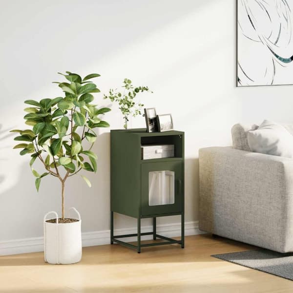 vidaXL Nattskap Olivengrønn 36x39x78 cm Kaldvalset Stål