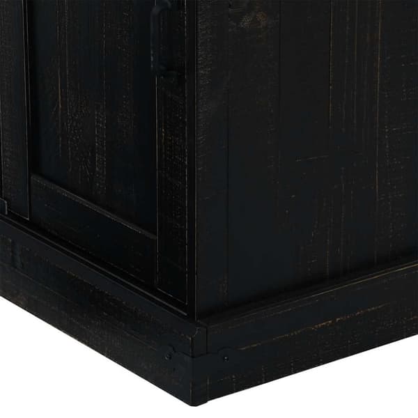 vidaXL skænk HALDEN med skydedør 80x40x80 cm massivt træ sort