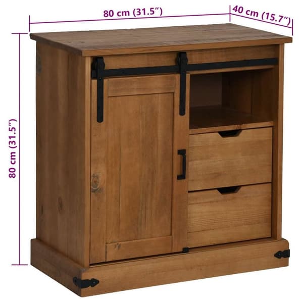 vidaXL skænk HALDEN med skydedør 80x40x80 cm massivt træ