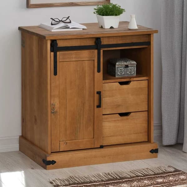 vidaXL skænk HALDEN med skydedør 80x40x80 cm massivt træ