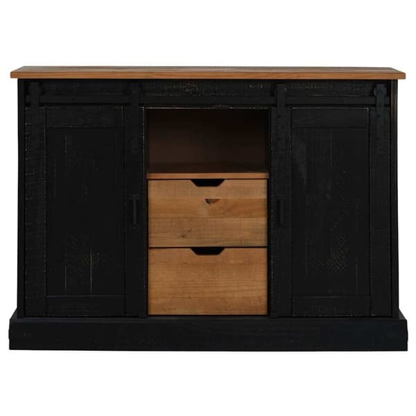 vidaXL Senkki HALDEN 2 Liukuovet Musta 112x40x80 cm Massiivipuu