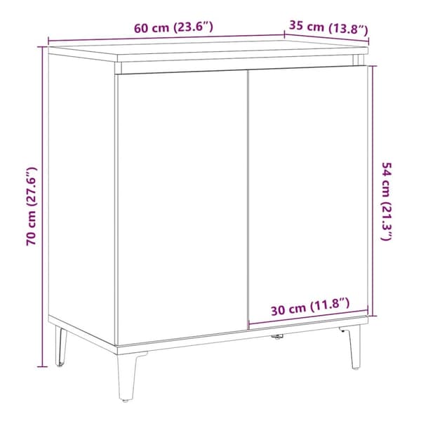 vidaXL Byrå åldrat trä 60x35x70 cm konstruerat trä