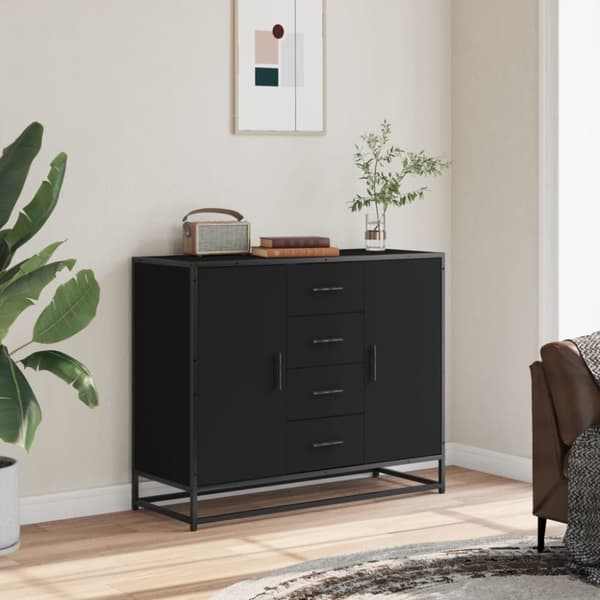 vidaXL Skänk svart 92x35x76 cm konstruerat trä