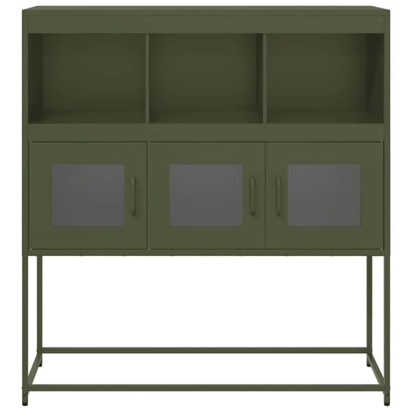 vidaXL Skjenk olivengrønn 100,5x39x107 cm kaldvalset stål
