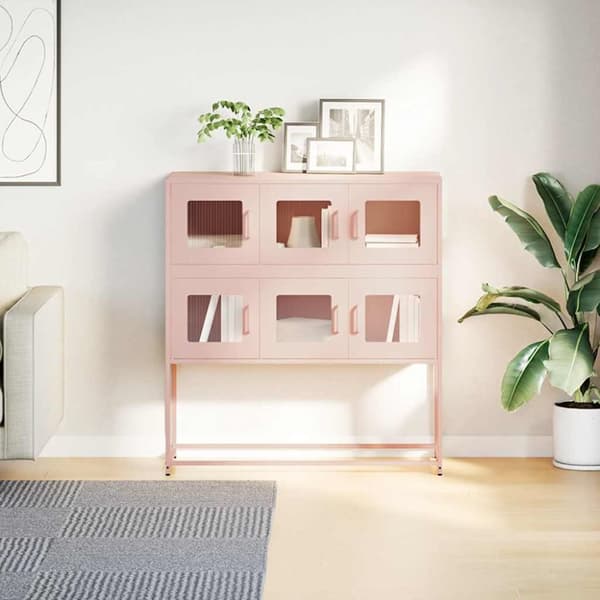 vidaXL Skjenk rosa 100,5x39x107 cm kaldvalset stål