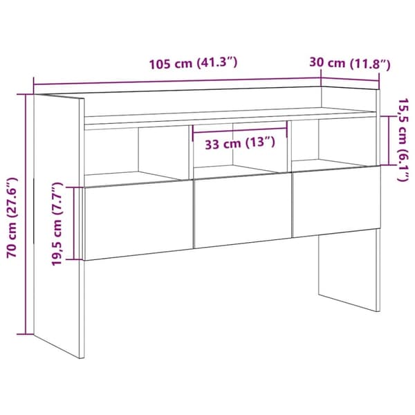 vidaXL Skänk artisan ek 105x30x70 cm konstruerat trä