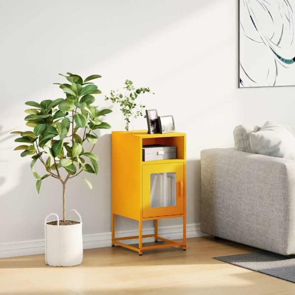 vidaXL Nattskap Sennep Gul 36x39x78 cm Kaldvalset stål