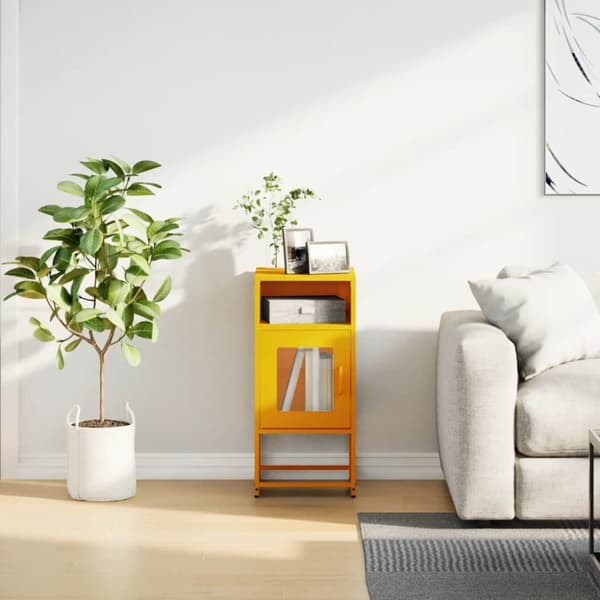 vidaXL Nattskap Sennep Gul 36x39x78 cm Kaldvalset stål