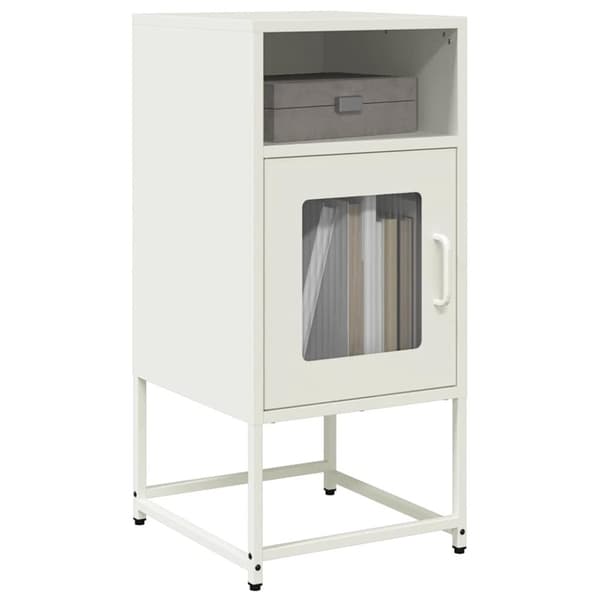 vidaXL sengebord 36x39x78 cm koldvalset stål hvid
