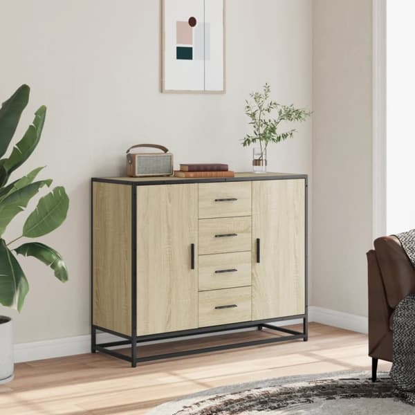 vidaXL Skjenk sonoma eik 92x35x76 cm konstruert tre