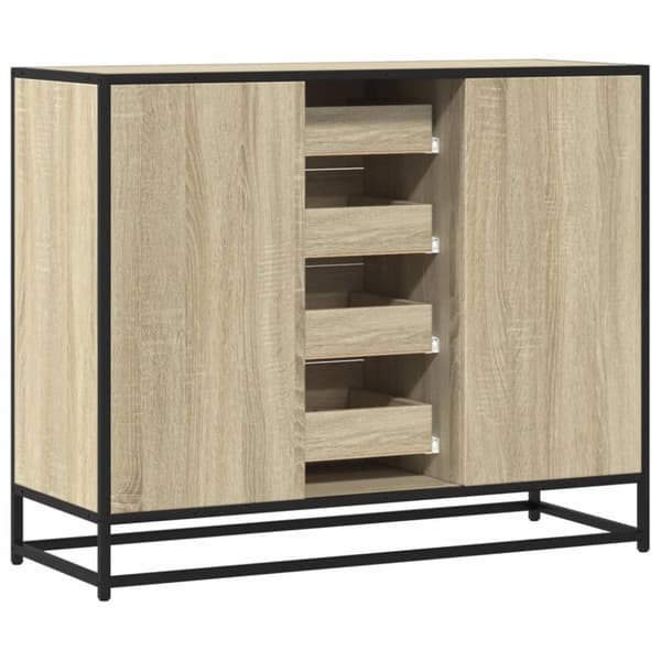 vidaXL Skjenk sonoma eik 92x35x76 cm konstruert tre