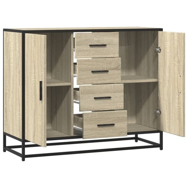 vidaXL Skjenk sonoma eik 92x35x76 cm konstruert tre