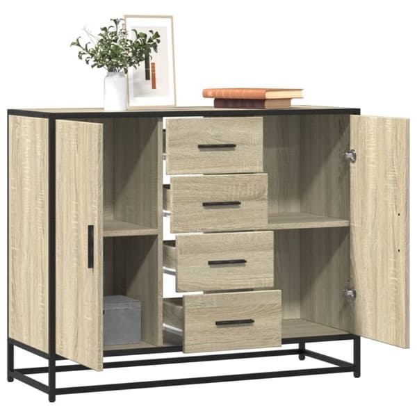 vidaXL Skjenk sonoma eik 92x35x76 cm konstruert tre
