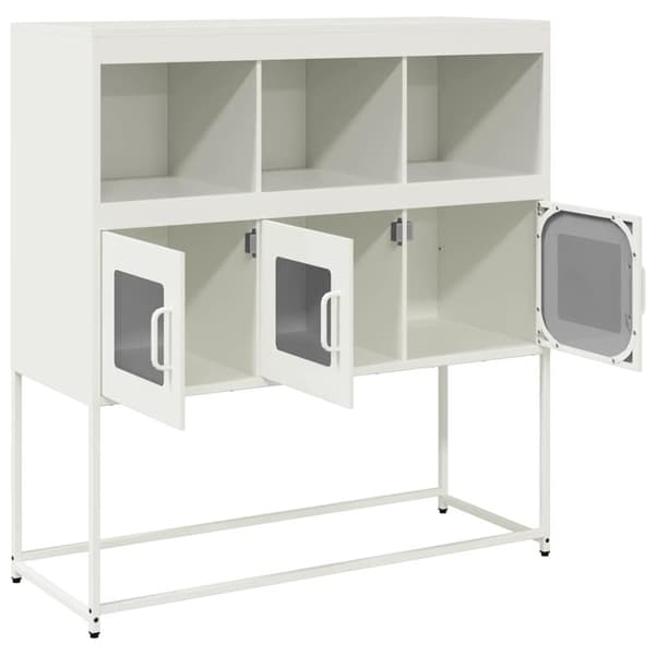 vidaXL skænk 100,5x39x107 cm koldvalset stål hvid