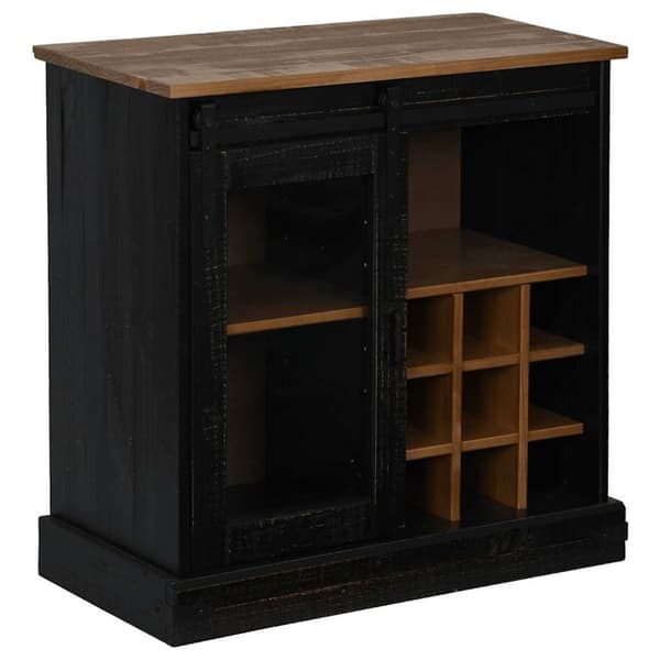 vidaXL skænk HALDEN med skydedør 80x40x80 cm massivt træ sort