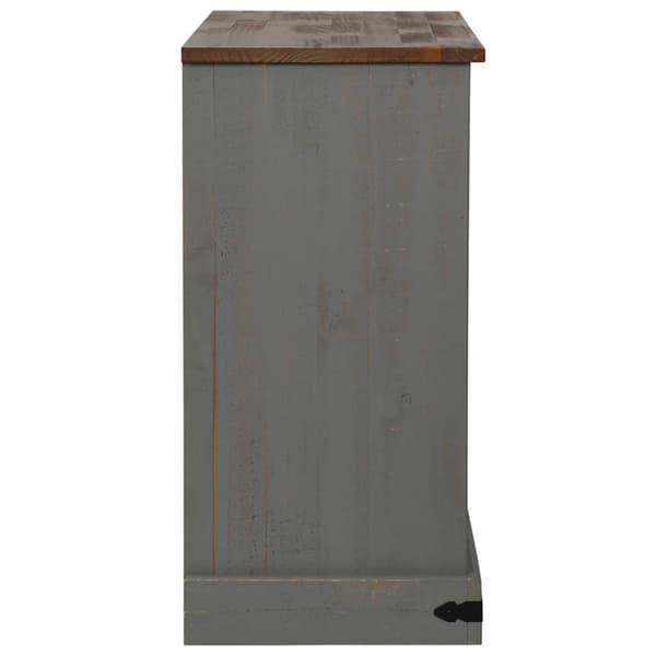 vidaXL skænk HALDEN 2 skydedøre 112x40x80 cm massivt træ grå