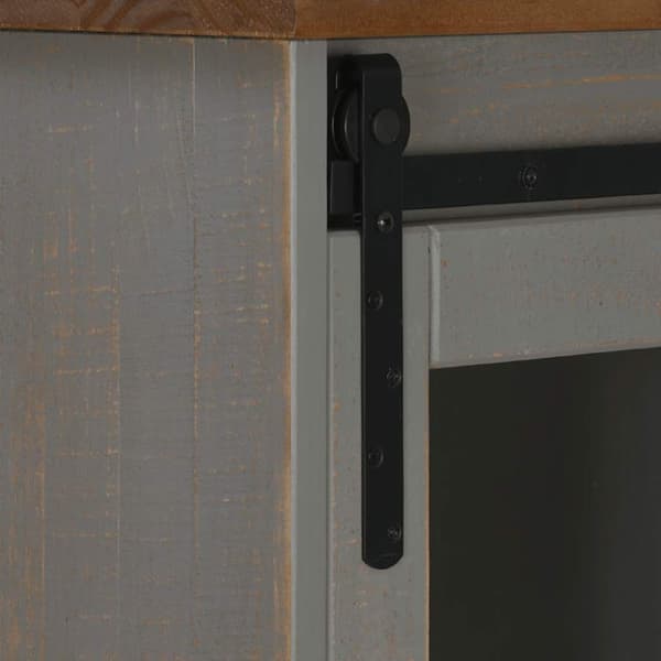 vidaXL skænk HALDEN 2 skydedøre 112x40x80 cm massivt træ grå