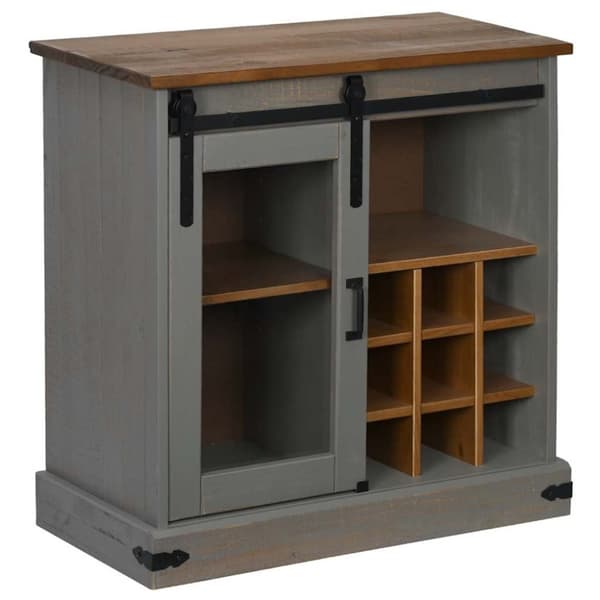 vidaXL skænk HALDEN med skydedør 80x40x80 cm massivt træ grå